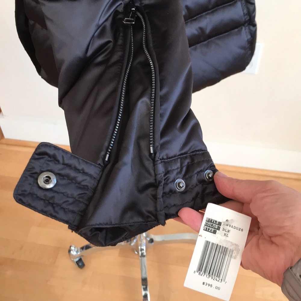 Andrew Marc Quilted Down Belted Satin Puffer Coat Jacket Black Size XL NWT - Picture 11 of 17